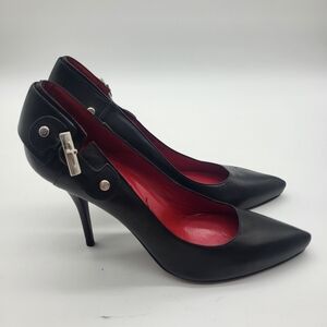 Cesare Paciotti Black Leather Dagger Stiletto Baddie Goth Chic Classy High Heel
